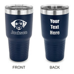 Dog Faces 30 oz Stainless Steel Tumbler - Navy - Double Sided (Personalized)