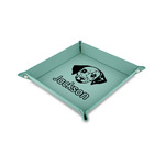 Dog Faces Faux Leather Dice Tray - 6" x 6" - Teal (Personalized)