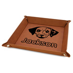 Dog Faces Faux Leather Dice Tray - 9" x 9" - Rawhide (Personalized)