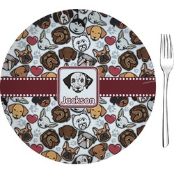 Dog Faces Glass Appetizer / Dessert Plate 8" (Personalized)