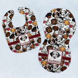 Dog Faces Baby Bib & Burp Set w/ Name or Text