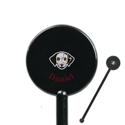 Dog Faces 5.5" Round Plastic Stir Sticks - Black - Single Sided (Personalized)