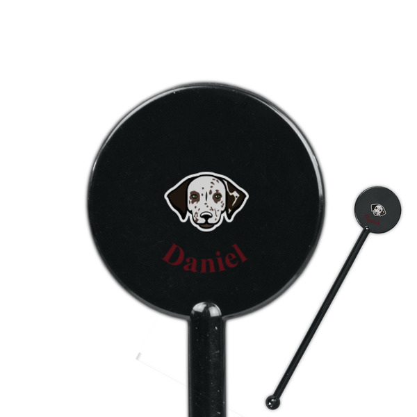 Custom Dog Faces 5.5" Round Plastic Stir Sticks - Black - Double Sided (Personalized)