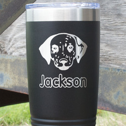 Dog Faces 20 oz Stainless Steel Tumbler - Black - Single Sided (Personalized)
