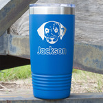 Dog Faces 20 oz Stainless Steel Tumbler - Royal Blue - Double Sided (Personalized)