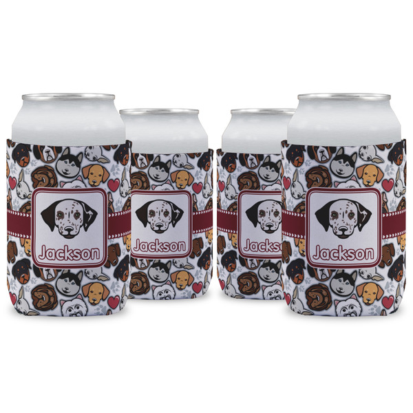 Custom Dog Faces Can Cooler (12 oz) - Set of 4 w/ Name or Text