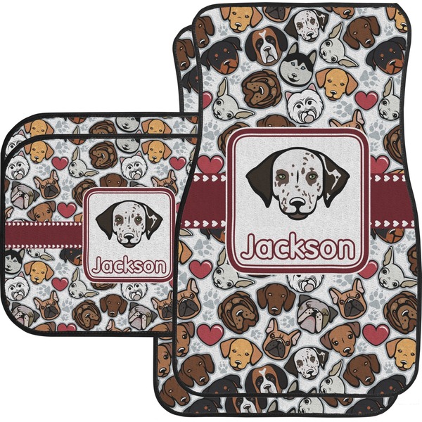 Custom Dog Faces Car Floor Mats Set - 2 Front & 2 Back (Personalized)