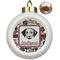 Dog Faces Ceramic Christmas Ornament - Poinsettias (Front View)