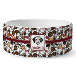 Dog Faces Ceramic Dog Bowl - Medium (Personalized)