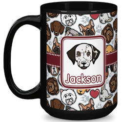 Dog Faces 15 Oz Coffee Mug - Black (Personalized)