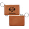 Dog Faces Cognac Leatherette Keychain ID Holders - Front Apvl