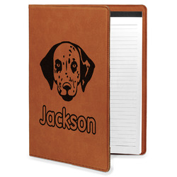 Dog Faces Leatherette Portfolio with Notepad - Large - Double Sided (Personalized)