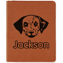 Dog Faces Leatherette Zipper Portfolio with Notepad - Single Sided (Personalized)