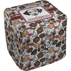 Dog Faces Cube Pouf Ottoman - 13" (Personalized)