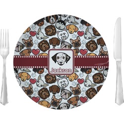 Dog Faces Glass Lunch / Dinner Plate 10" (Personalized)