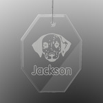 Dog Faces Engraved Glass Ornament - Octagon (Personalized)