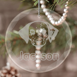 Dog Faces Engraved Glass Ornament (Personalized)