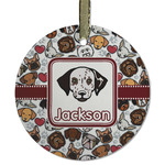 Dog Faces Flat Glass Ornament - Round w/ Name or Text