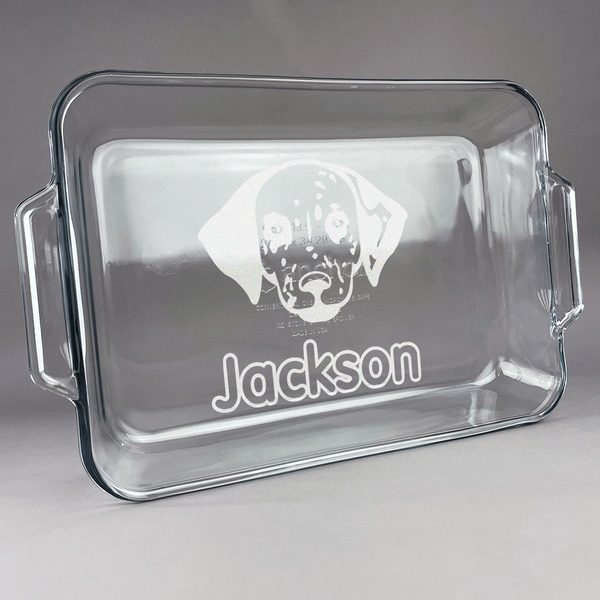 Custom Dog Faces Glass Baking Dish with Truefit Lid - 13in x 9in (Personalized)