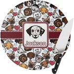 Dog Faces Round Glass Cutting Board (Personalized)