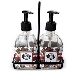 Dog Faces Glass Soap & Lotion Bottle Set (Personalized)