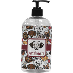 Dog Faces Plastic Soap / Lotion Dispenser (16 oz - Large - Black) (Personalized)