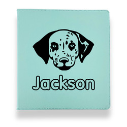 Dog Faces Leather Binder - 1" - Teal (Personalized)