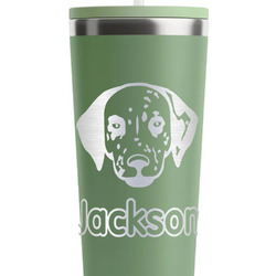 Dog Faces RTIC Everyday Tumbler with Straw - 28oz - Light Green - Double-Sided (Personalized)