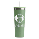 Dog Faces RTIC Everyday Tumbler with Straw - 28oz - Light Green - Double-Sided (Personalized)