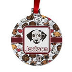 Dog Faces Metal Ball Ornament - Double Sided w/ Name or Text