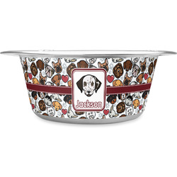 Dog Faces Stainless Steel Dog Bowl - Medium (Personalized)