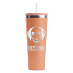 Dog Faces RTIC Everyday Tumbler with Straw - 28oz - Peach - Single-Sided (Personalized)