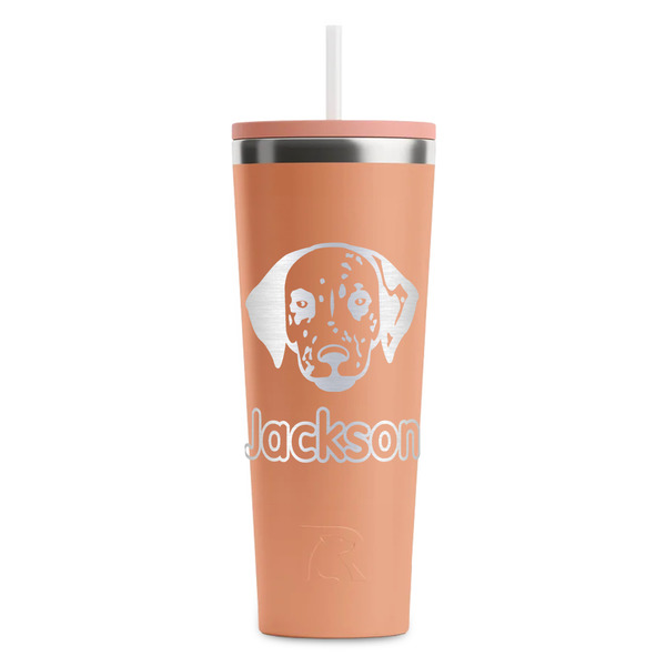 Custom Dog Faces RTIC Everyday Tumbler with Straw - 28oz - Peach - Double-Sided (Personalized)