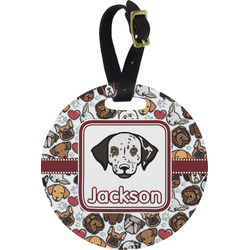 Dog Faces Plastic Luggage Tag - Round (Personalized)