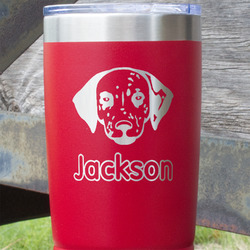 Dog Faces 20 oz Stainless Steel Tumbler - Red - Double Sided (Personalized)