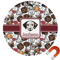 Dog Faces Round Car Magnet - 10" (Personalized)