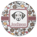 Dog Faces Round Rubber Backed Coaster (Personalized)