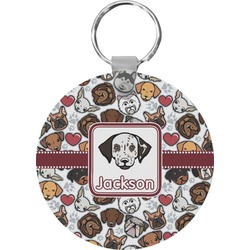 Dog Faces Round Plastic Keychain (Personalized)