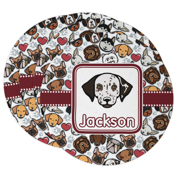 Custom Dog Faces Round Paper Coasters w/ Name or Text