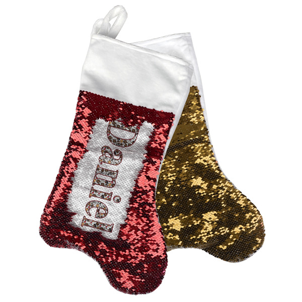 Custom Dog Faces Reversible Sequin Stocking (Personalized)