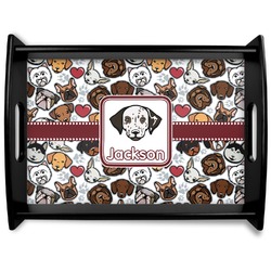 Dog Faces Black Wooden Tray - Large (Personalized)
