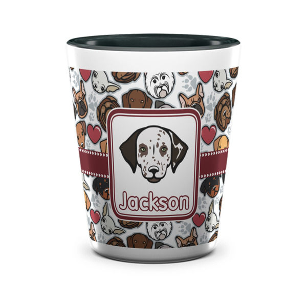 Custom Dog Faces Ceramic Shot Glass - 1.5 oz - Two Tone - Set of 4 (Personalized)