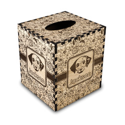 Dog Faces Wood Tissue Box Cover - Square (Personalized)