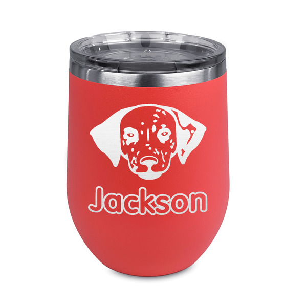 Custom Dog Faces Stemless Stainless Steel Wine Tumbler - Coral - Double Sided (Personalized)