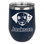 Dog Faces Stemless Stainless Steel Wine Tumbler - Navy - Double Sided (Personalized)