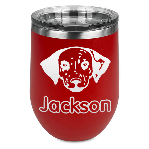 Custom Dog Faces Stemless Stainless Steel Wine Tumbler - Red - Double Sided (Personalized)