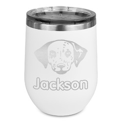 Dog Faces Stemless Stainless Steel Wine Tumbler - White - Double Sided (Personalized)