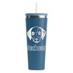 Dog Faces RTIC Everyday Tumbler with Straw - 28oz - Steel Blue - Double-Sided (Personalized)