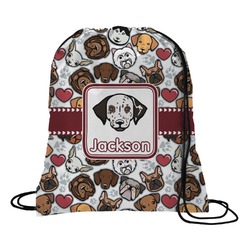 Dog Faces Drawstring Backpack - Medium (Personalized)