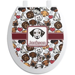 Dog Faces Toilet Seat Decal - Round (Personalized)